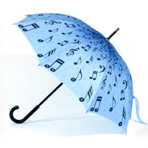 music notes print Auto Wood Stick Umbrella
