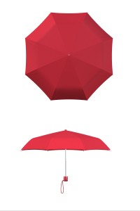 Compact frame red umbrella