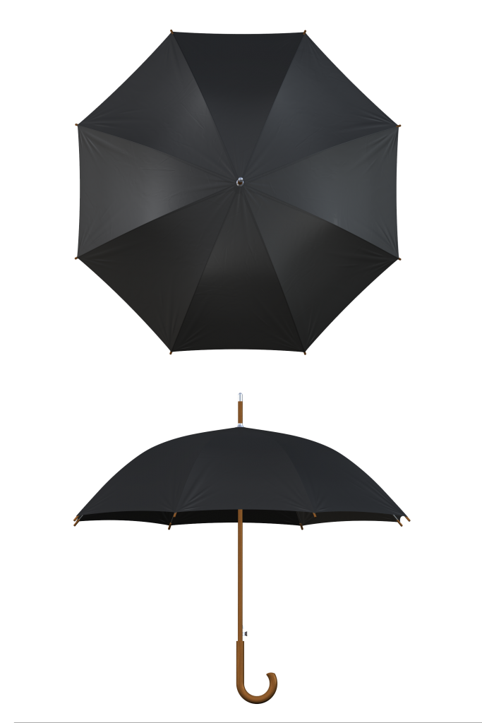 Wood frame black umbrella
