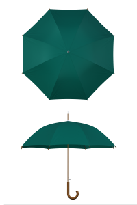 Wood frame hunter green umbrella