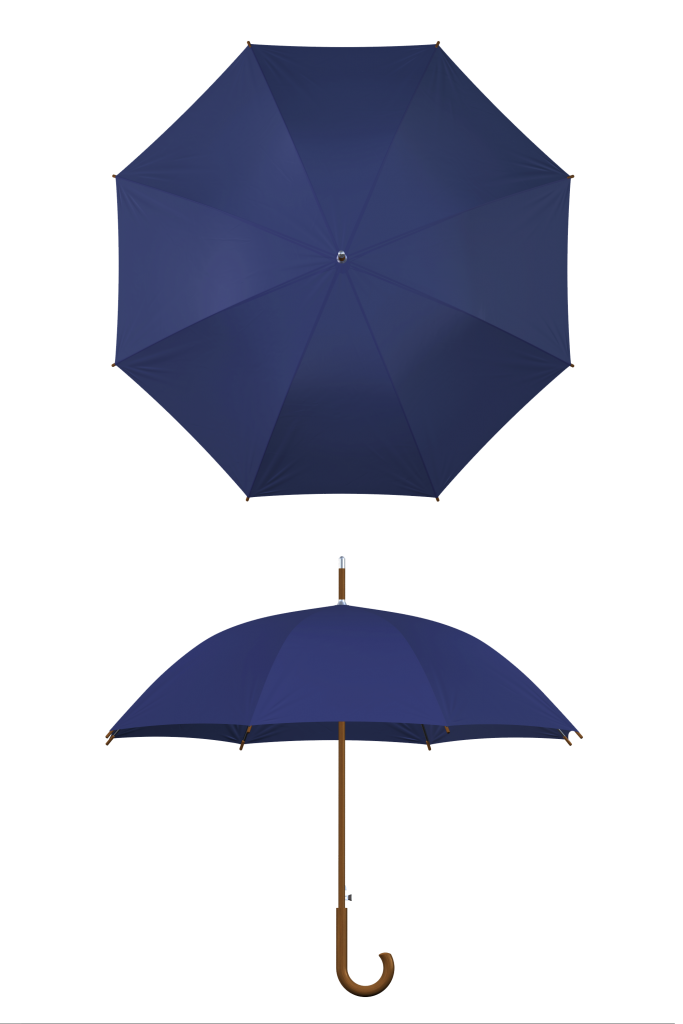 Wood frame navy umbrella