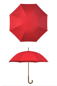 Wood frame red umbrella