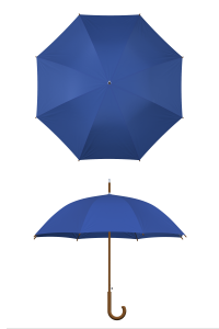 Wood frame royal blue umbrella