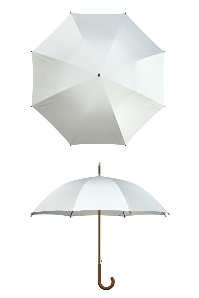 Wood frame white umbrella